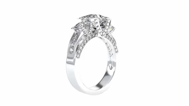 Wedding silver diamond ring rotating - Footage, Video