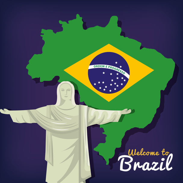 Добро пожаловать в Бразилию, представляющий иконы
 - Вектор,изображение