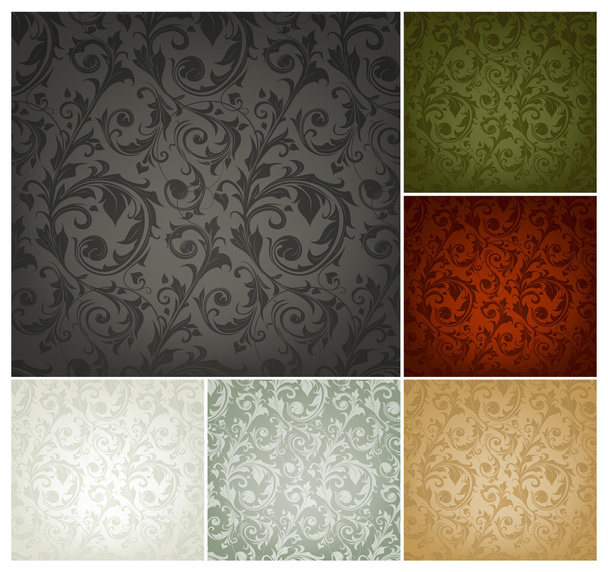 Seamless Wallpaper Pattern, set of six colors - Vector, afbeelding