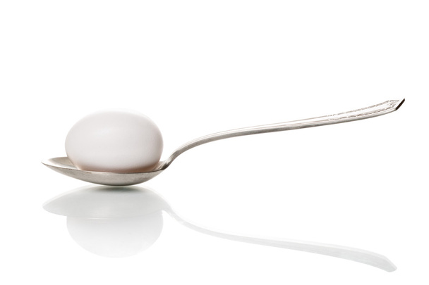 Chicken egg on spoon - Zdjęcie, obraz