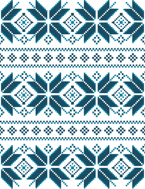 Blue Christmas embroidery pattern - Διάνυσμα, εικόνα