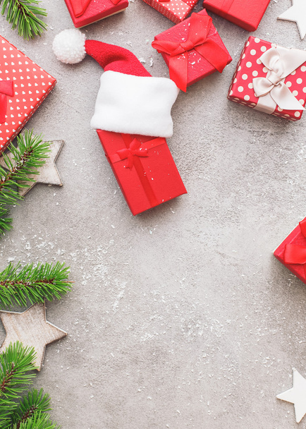 Christmas presents with Santa hat - Foto, immagini