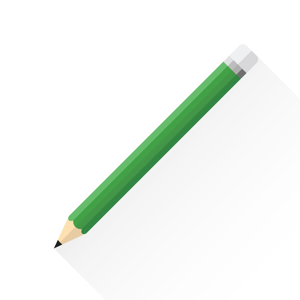Schreibwarenkonzept von Bleistift mit Grüntönen. - Vektor, Bild