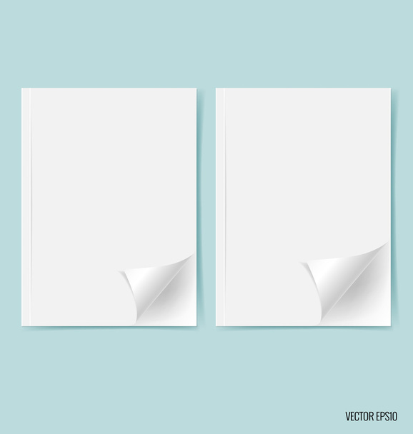 Blank catalog, magazines,book mock up on blue background. Vector - Vettoriali, immagini