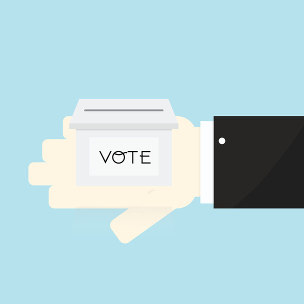 Концепция голосования у урны для голосования на руках
 . - Вектор,изображение