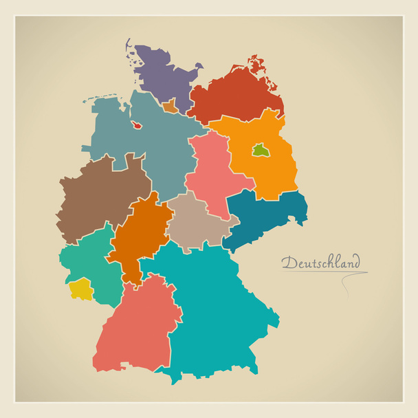 Germany map artwork color illustration  - Fotografie, Obrázek