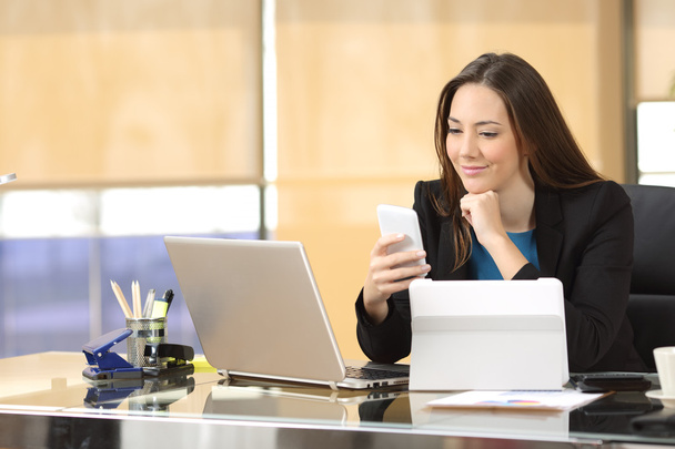Businesswoman working with multiple devices - Photo, Image
