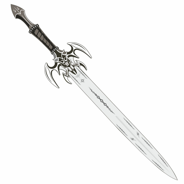 ilustração espada com decorações na lâmina
 - Vetor, Imagem