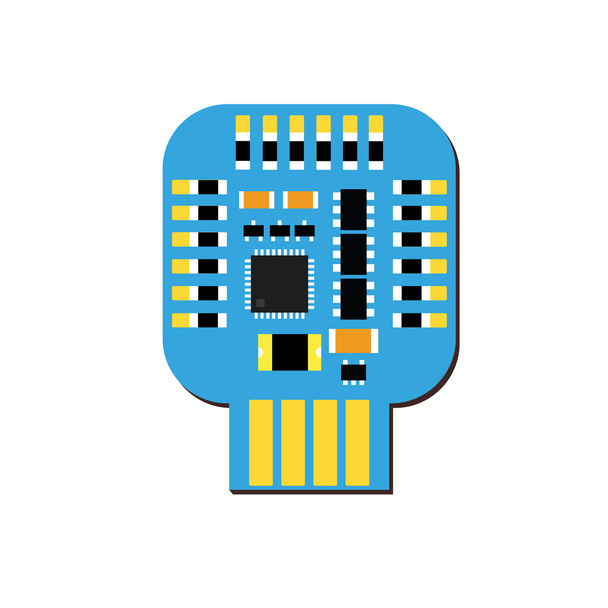 DIY tarjeta USB electrónica con un microcontrolador - Vector, imagen