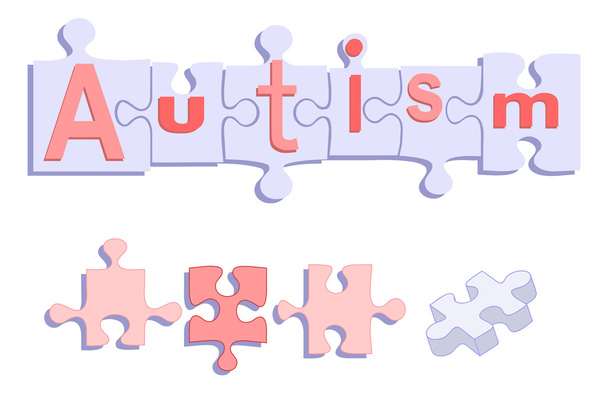 Autisme titel op puzzelstukjes - Vector, afbeelding