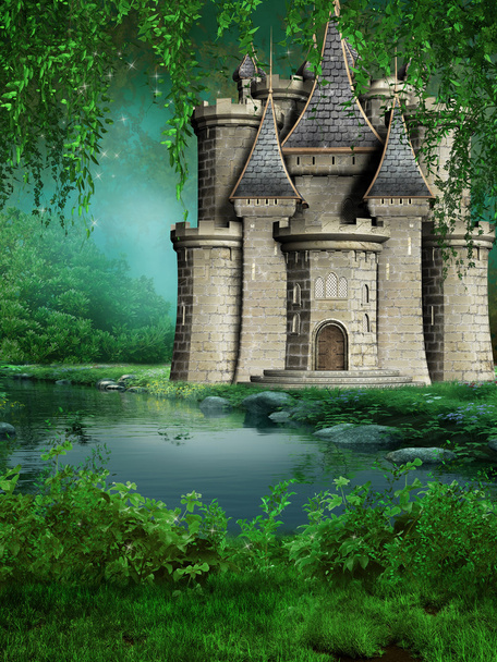 Сказочный замок у реки
 - Фото, изображение