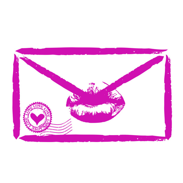 Gestileerde liefdesbrief verzegeld met een liefdevolle kus - Vector, afbeelding