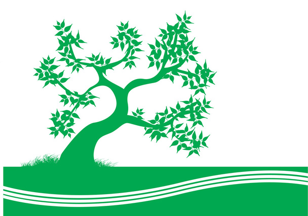 groene boom en gras - Vector, afbeelding