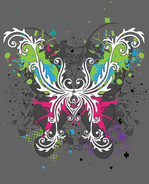 La mariposa abstracta en grunge backgr
 - Vector, Imagen