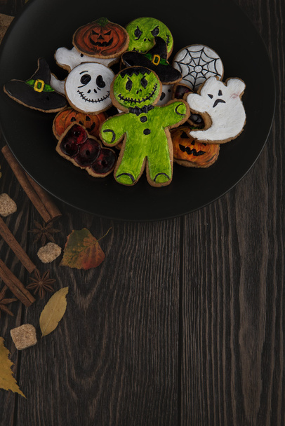 Homemade delicious ginger biscuits for Halloween - Fotoğraf, Görsel