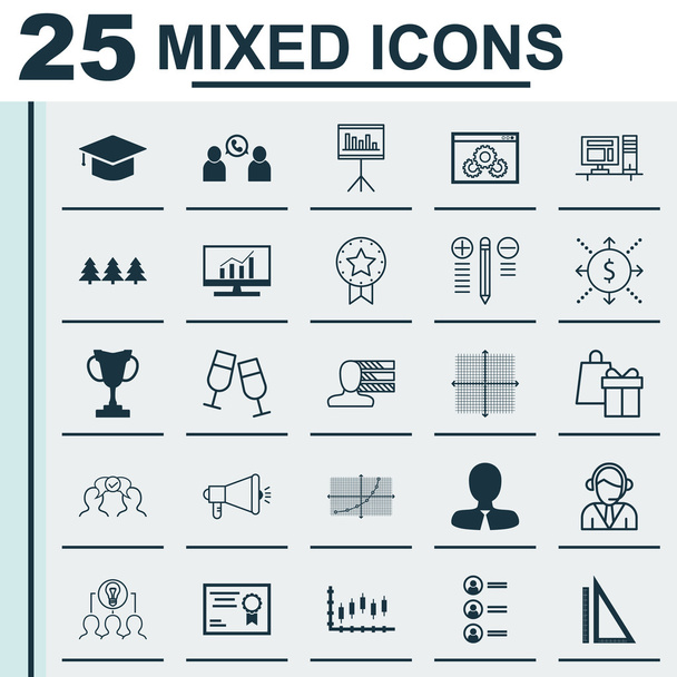 Set Of 25 Universal Editable Icons. Can Be Used For Web, Mobile And App Design. Includes Icons Such As Cooperation, Collaborative Solution, Phone Conference And More. - Διάνυσμα, εικόνα