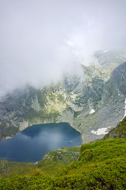 Amazing view with Fog over The Twin lake, The Seven Rila Lakes - Photo, Image