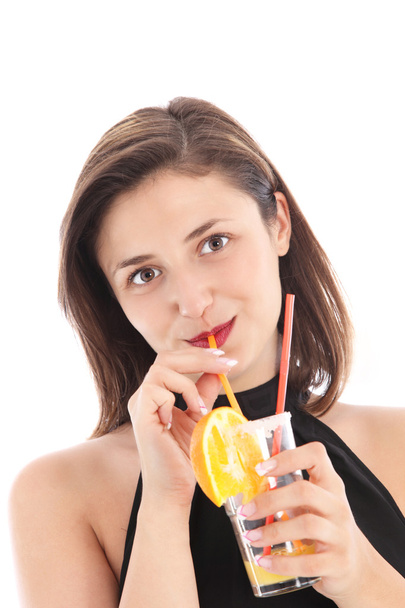 Attractive woman drinking orange juice Attractive woman drinking orange jui - Photo, Image