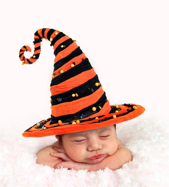Halloween baby witch hat - Fotoğraf, Görsel
