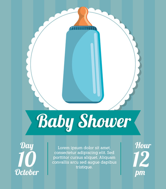 Bottle of baby shower card design - Vector, Image
