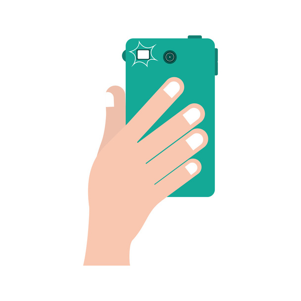 hand with smartphone device - Vector, Image
