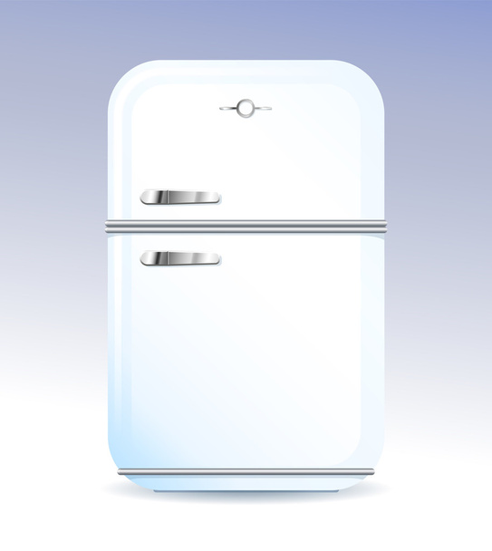 Fehér retro hűtőszekrény - Vektor, kép