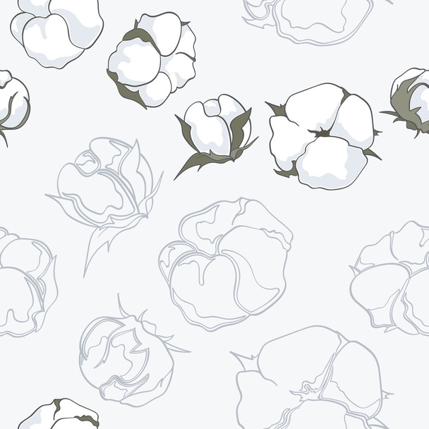 Saumaton kuvio käsin piirretty puuvilla kukkia
 - Vektori, kuva