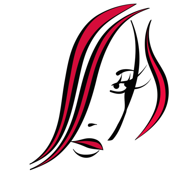 illustration vectorielle croquis silhouette image tête de fille en lignes colorées
 - Vecteur, image