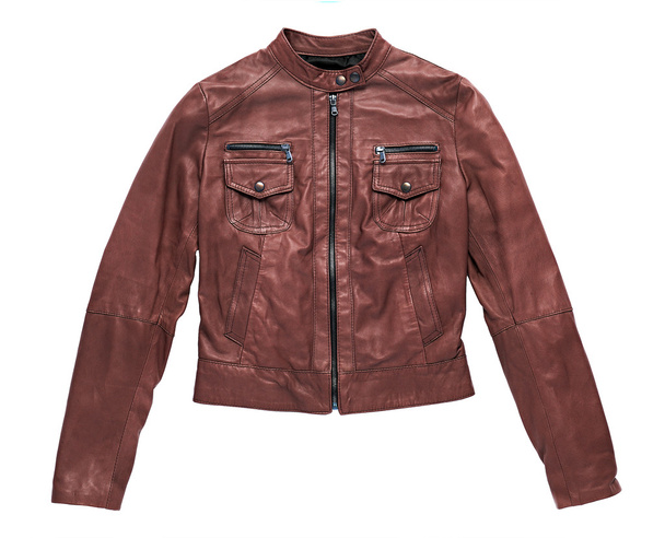 Ізольована червоно-коричнева шкіряна куртка
 - Фото, зображення