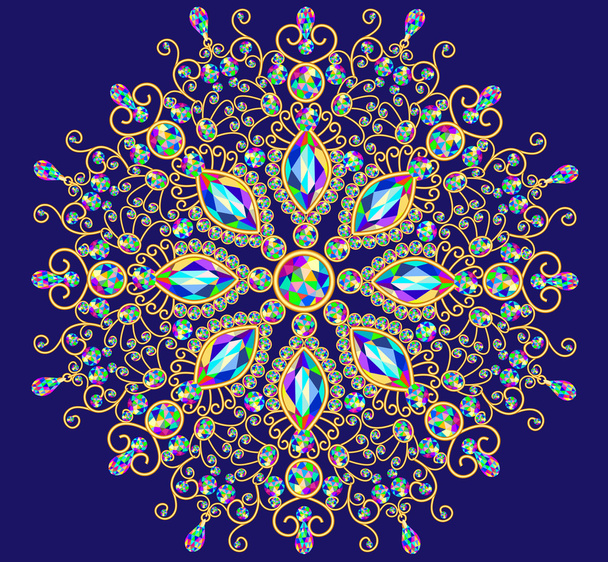 Illustration background circular ornaments of precious stones - Διάνυσμα, εικόνα