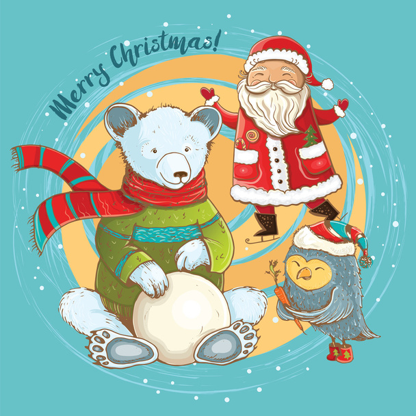  Вектор мила різдвяна листівка зі смішними персонажами
 - Вектор, зображення