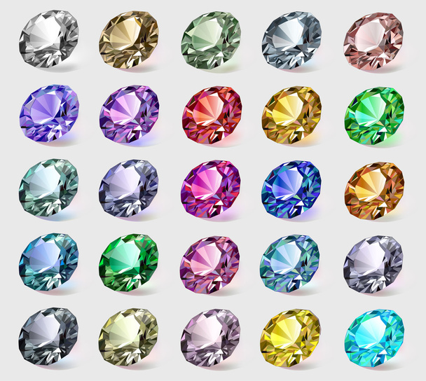 illustration set of precious stones of different  colors - Vettoriali, immagini