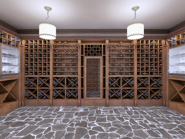 Weinkeller im Keller des Hauses im rustikalen Stil. - Foto, Bild