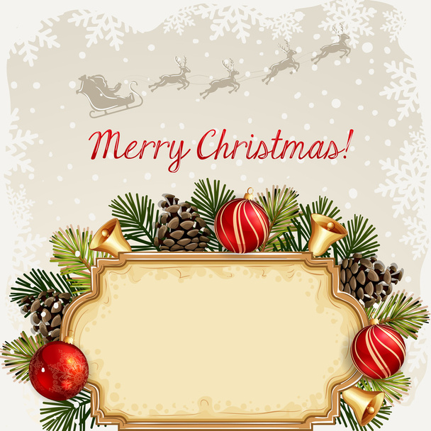 Рождественская иллюстрация с рождественскими колокольчиками и безделушками
. - Вектор,изображение