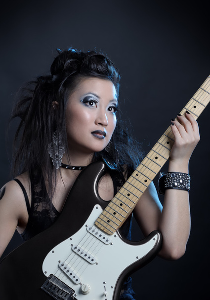 kobieta rock z gitara  - Zdjęcie, obraz
