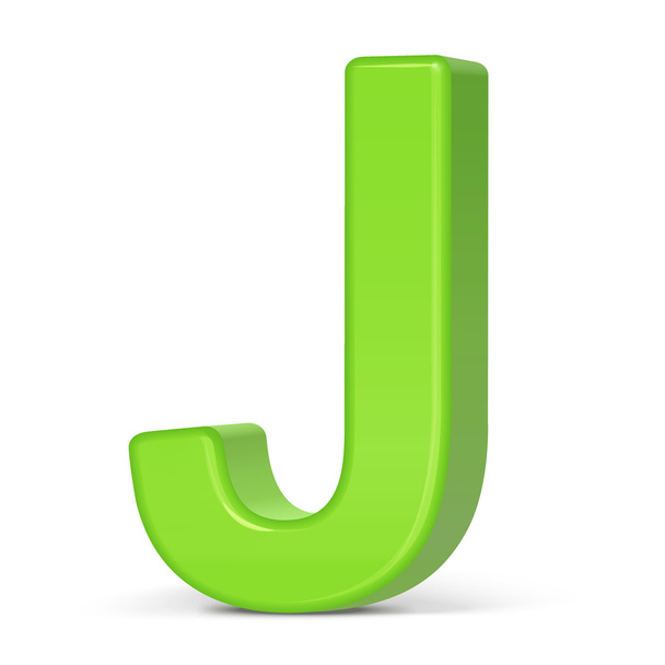 3d light green letter J - Vector, Image
