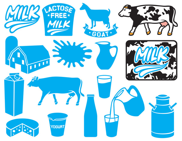 milk product icons set - Vector, Image