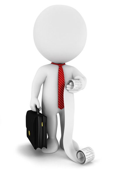 3d white businessman with a list - Photo, Image