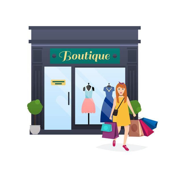 Woman shopping and holding bags - Vector, Image