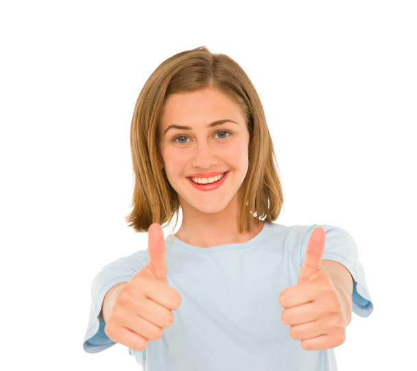 Teenage girl with thumbs up - Foto, Imagem