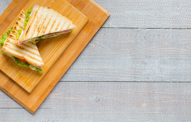 Top view of Healthy Sandwich toast on a wooden background - Photo, Image