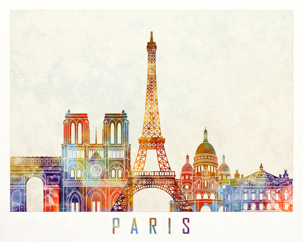 Afiche de acuarela de París - Foto, imagen