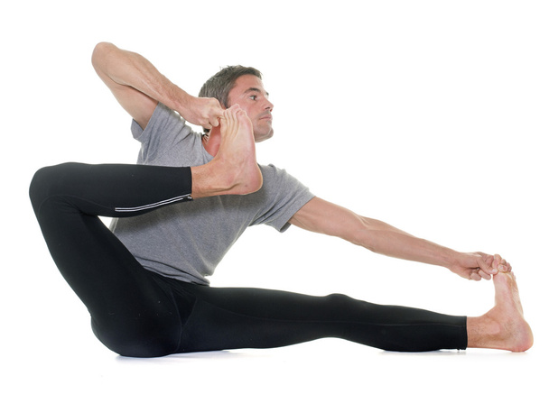 yoga man in studio - Фото, изображение