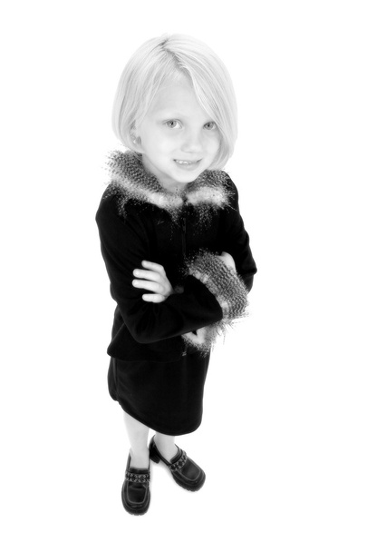 Beautiful Little Girl In Black And White - Photo, image