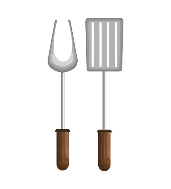 fork and spatula bbq tools - Vektor, kép