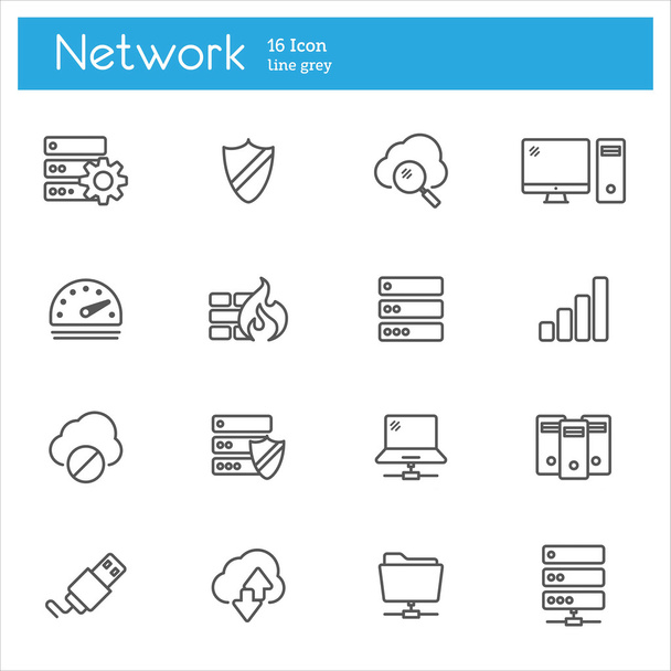 Iconos de línea de red
 - Vector, Imagen