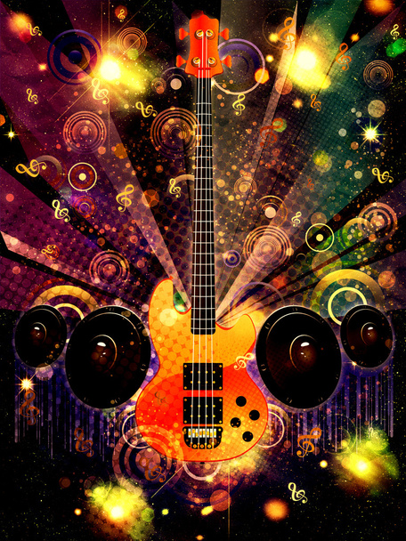Grunge Guitar with Loudspeakers - Foto, afbeelding