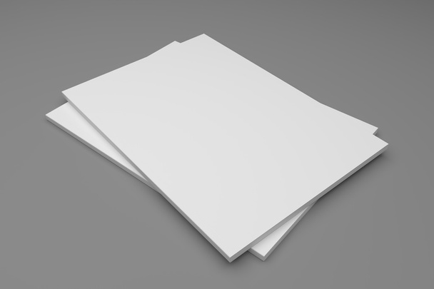Blank 3D illustration empty two magazines, books on gray. - Photo, Image