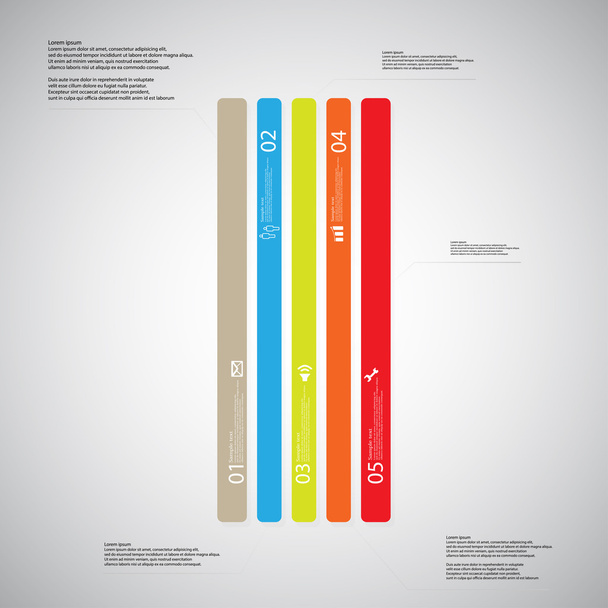 Bar illustration template consists of five color parts on light background - Wektor, obraz