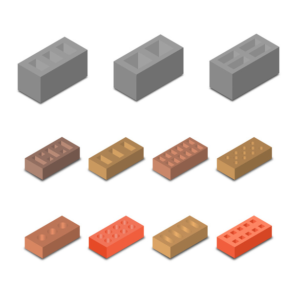 Set isometric icon construction materials, vector illustration. - Vector, Image